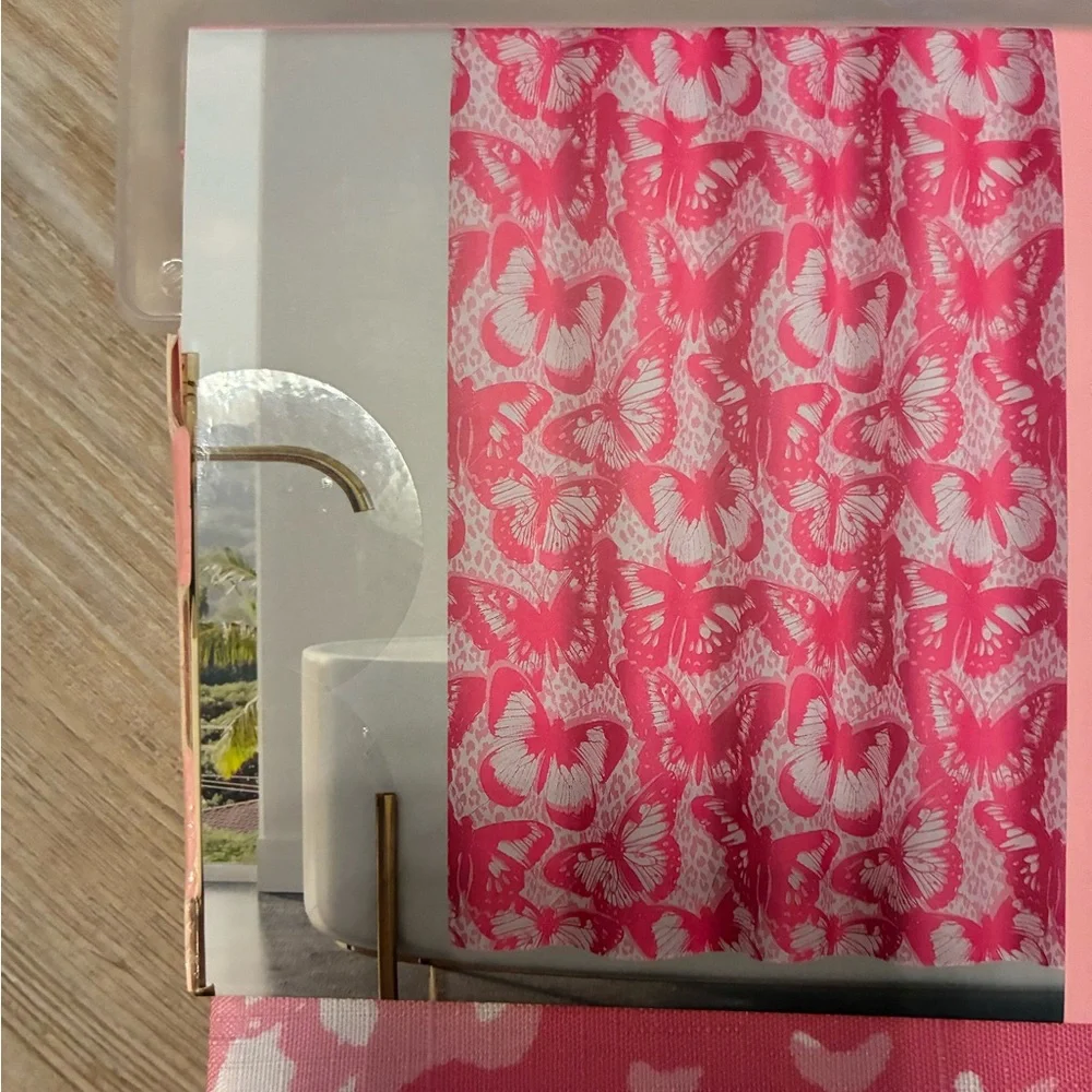 Butterfly shower curtain set